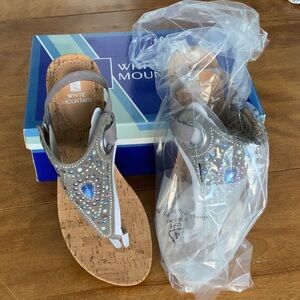 White Mountain Women's Sandals with Gray and Blue Accents